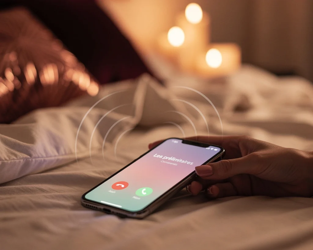 Smartphone posé sur un lit